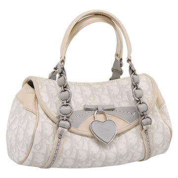 Christian Dior Trotter Canvas Romantic Hand Bag PVC White Silver Auth 197513V