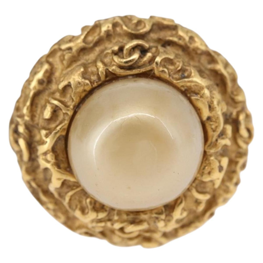CHANEL Earring Metal Gold Tone CC Auth 198820