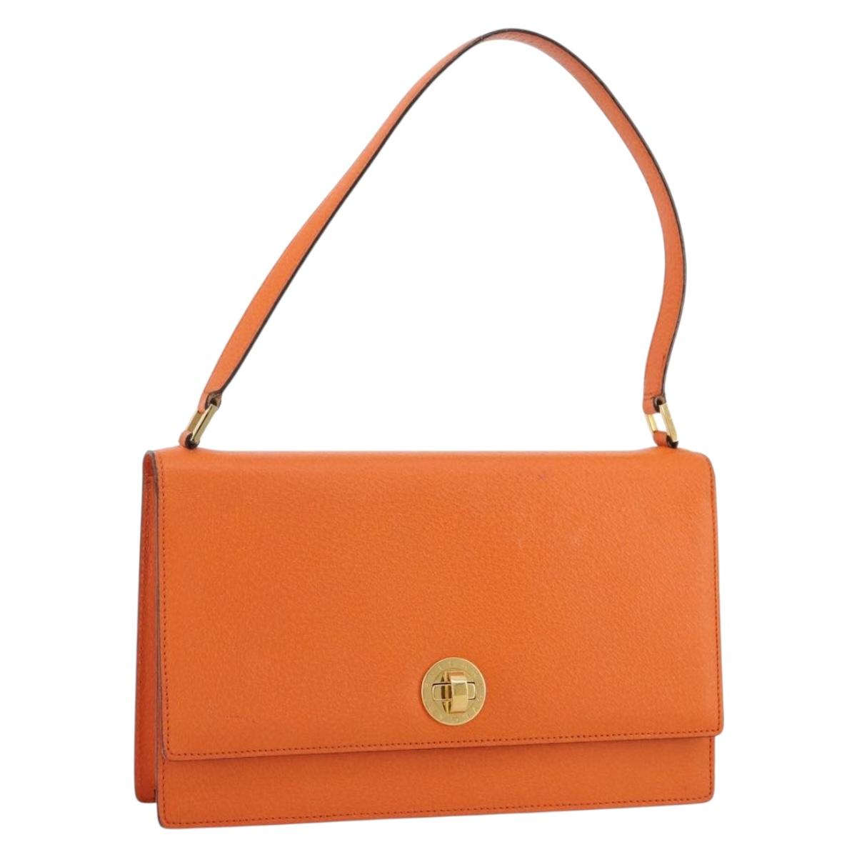 Bvlgari Shoulder Bag Leather Orange Gold