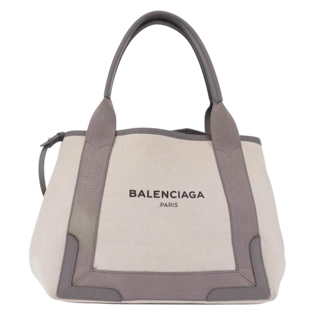 BALENCIAGA Navy Cabas XS Hand Bag Canvas White Silver 339933 Auth 196624