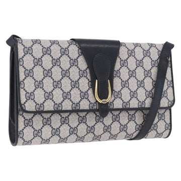 GUCCI GG Supreme Shoulder Bag PVC Leather Navy Gold Tone 904 02 050 Auth 198361