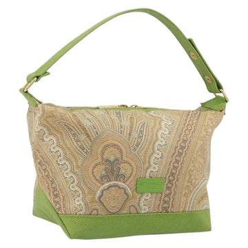 ETRO Hand Bag PVC Canvas Beige Gold Auth 196941A