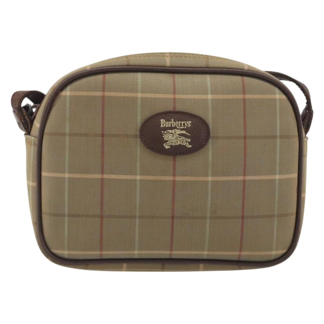 Burberrys Nova Check Shoulder Bag Canvas Beige Gold Tone Auth BA14775