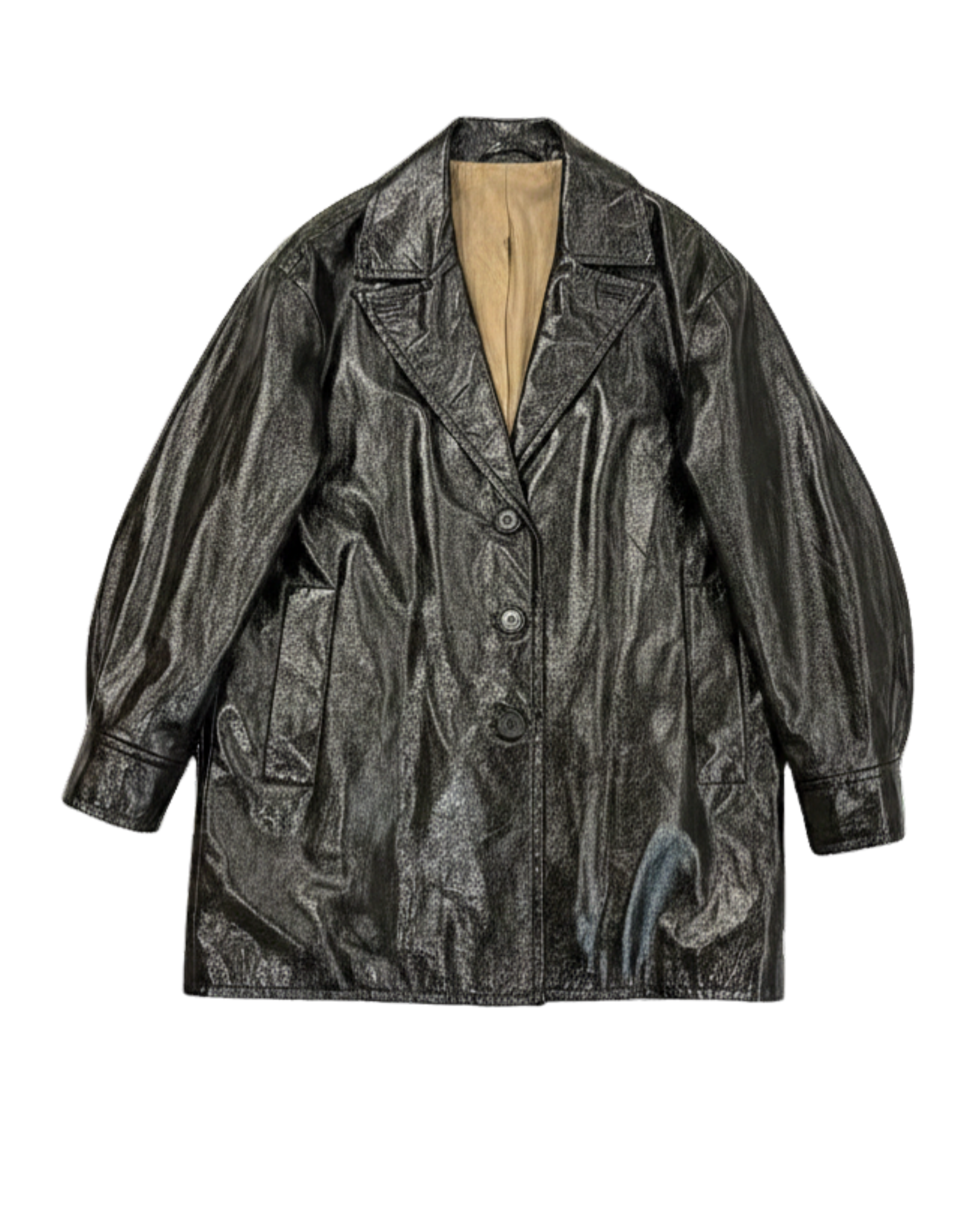 SHIRAHATA Patent Leather Look Skirt Suit Top and Bottom