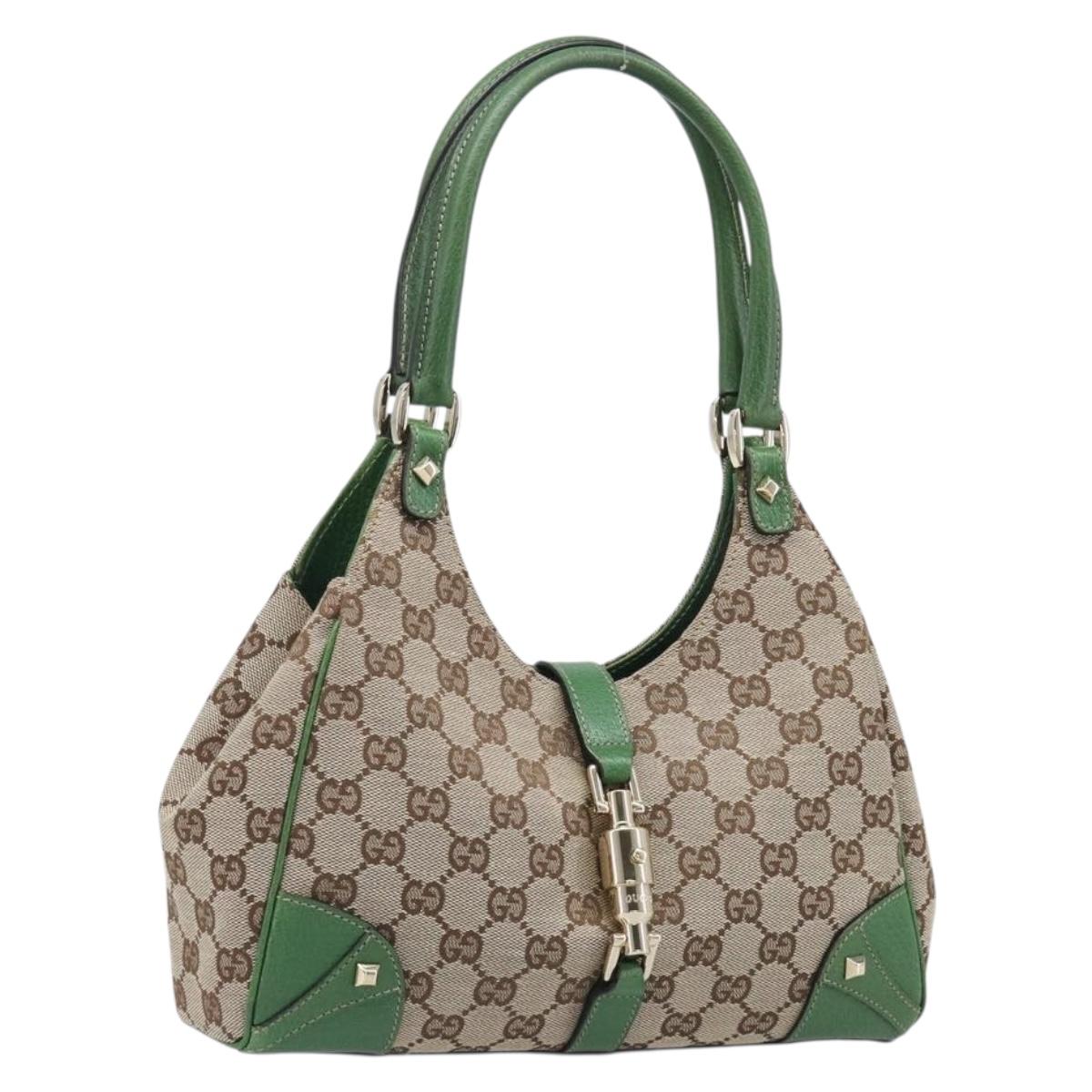 Gucci GG Canvas Jackie Handbag Beige Gold