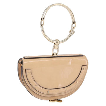 Chloe Nile Minaudire Hand Bag Patent Beige Gold Tone Auth 198468A
