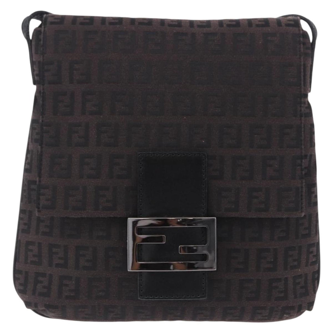 FENDI Zucchino Canvas Mamma Baguette Shoulder Bag Brown 8BT075 Auth 198331V