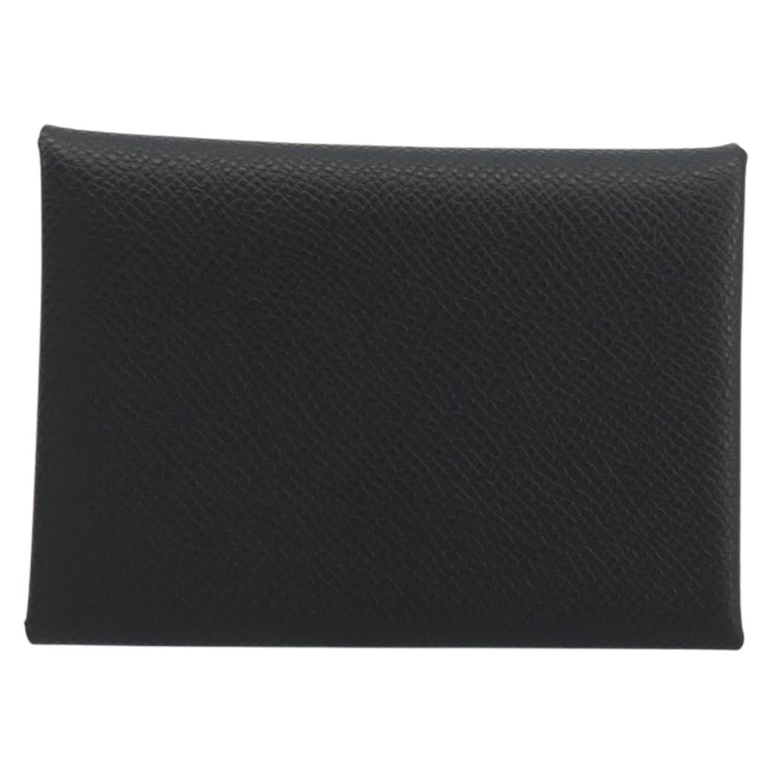 HERMES Calvi Duo Coin Purse Leather Black Silver Auth 196067V