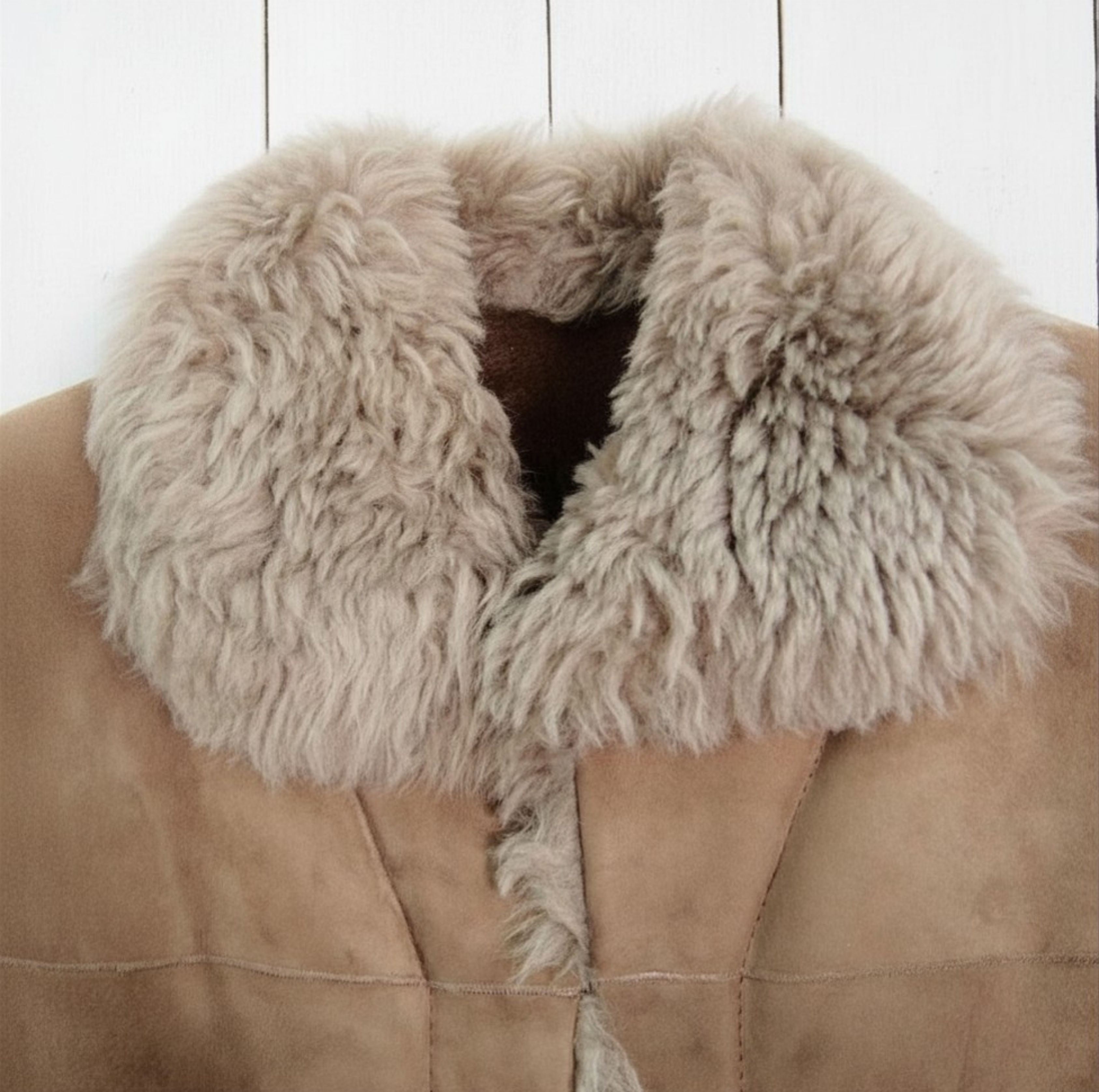 Shearling Cuff & Collar Sheepskin Coat