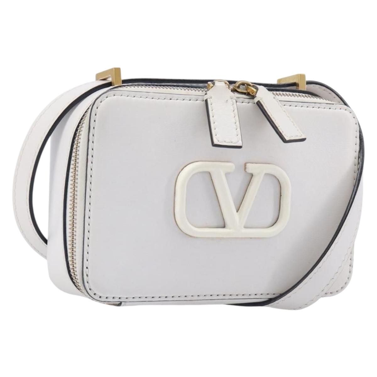 Valentino Shoulder Bag Leather White Gold