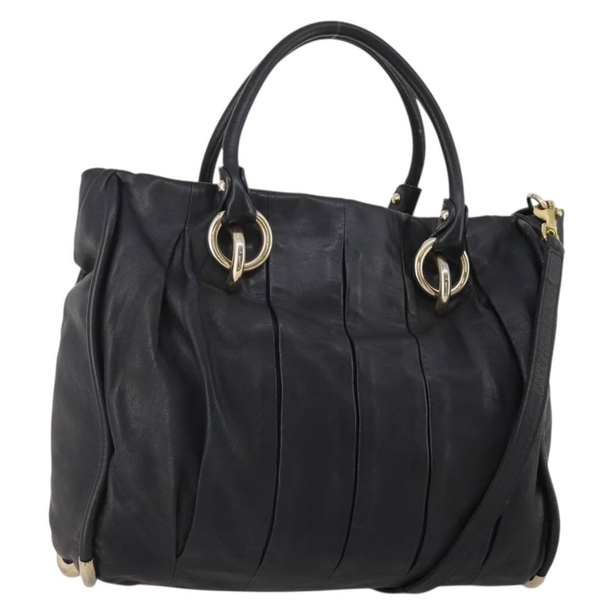 Bally Handbag Leather 2way Black Gold