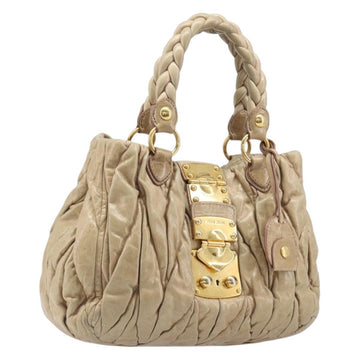 Miu Miu Matelasse Handbag Leather Beige Gold