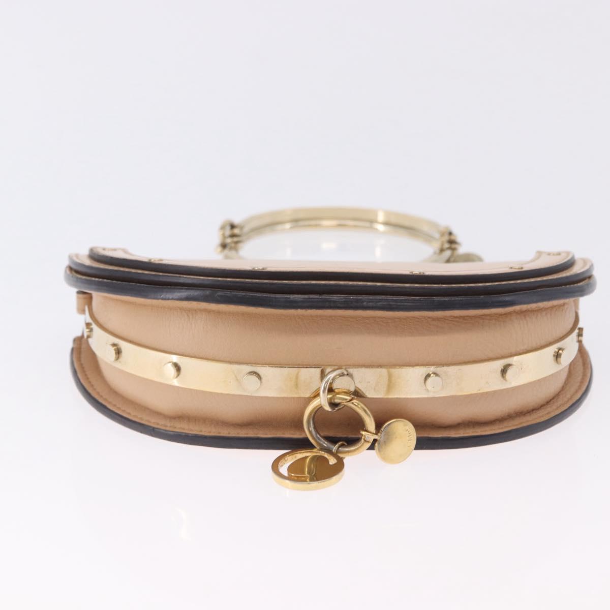 Chloe Nile Minaudire Hand Bag Patent Beige Gold Tone Auth 198468A