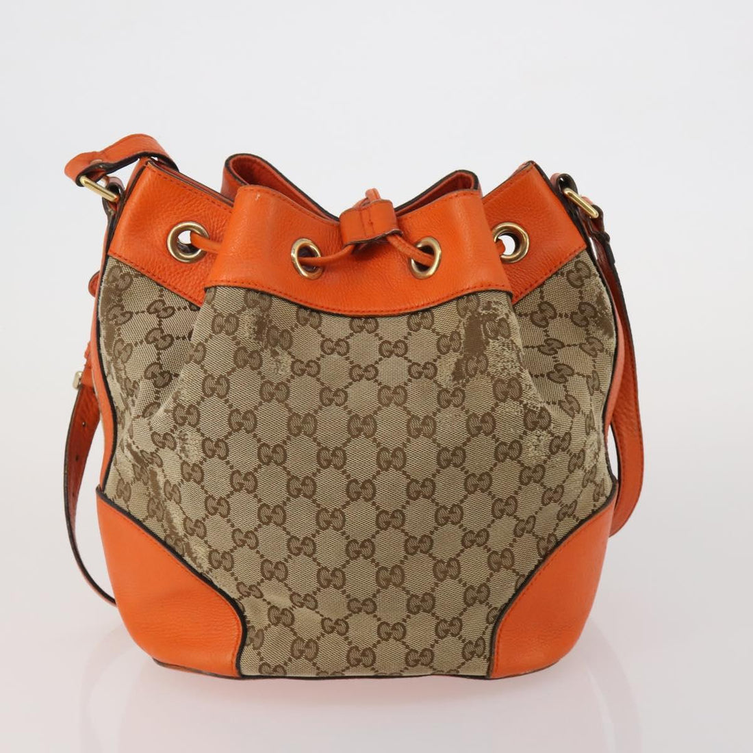 GUCCI GG Supreme GG Canvas Sherry Line Bag PVC 2 Set Beige Brown Auth 193488