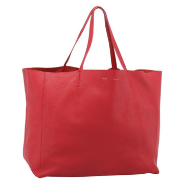 CELINE Horizontal Cabas Tote Bag Leather Red Gold Auth 198719