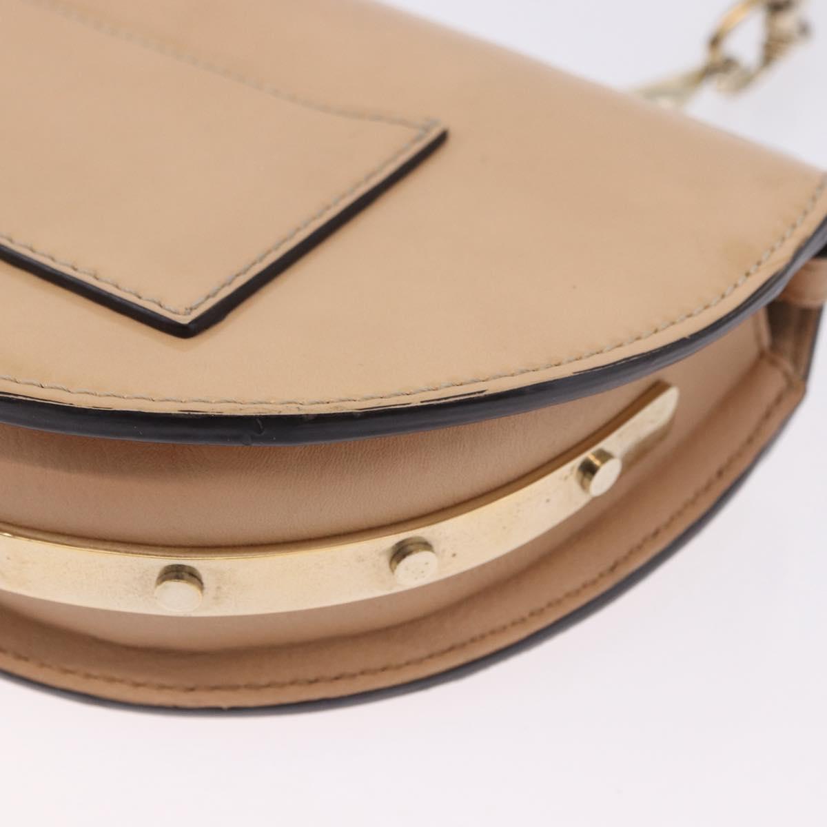 Chloe Nile Minaudire Hand Bag Patent Beige Gold Tone Auth 198468A