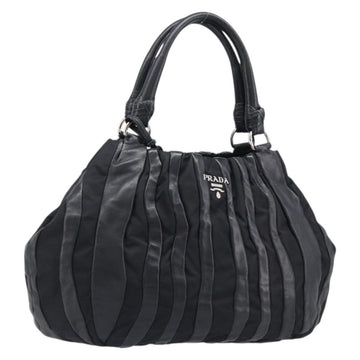 Prada Crimson Handbag Leather Black Silver
