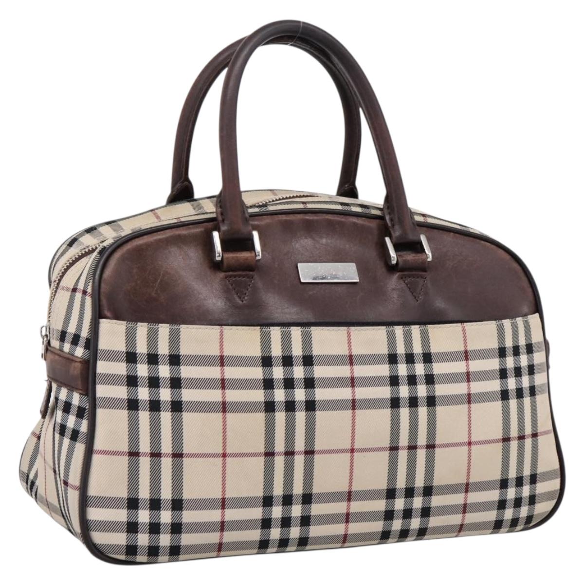 Burberry Nova Check Handbag Canvas Beige Silver (Grade CD)