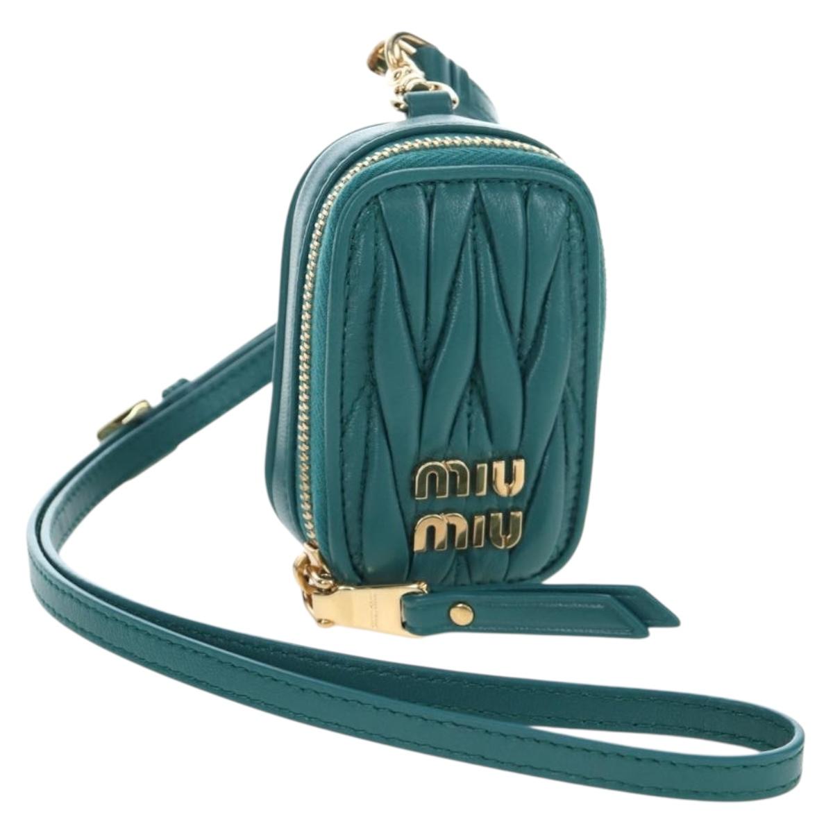 Miu Miu Matelasse Neck Pouch Leather Green Gold