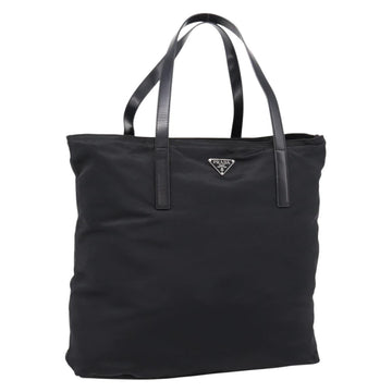PRADA Tote Bag Nylon Black Silver Auth mr2834