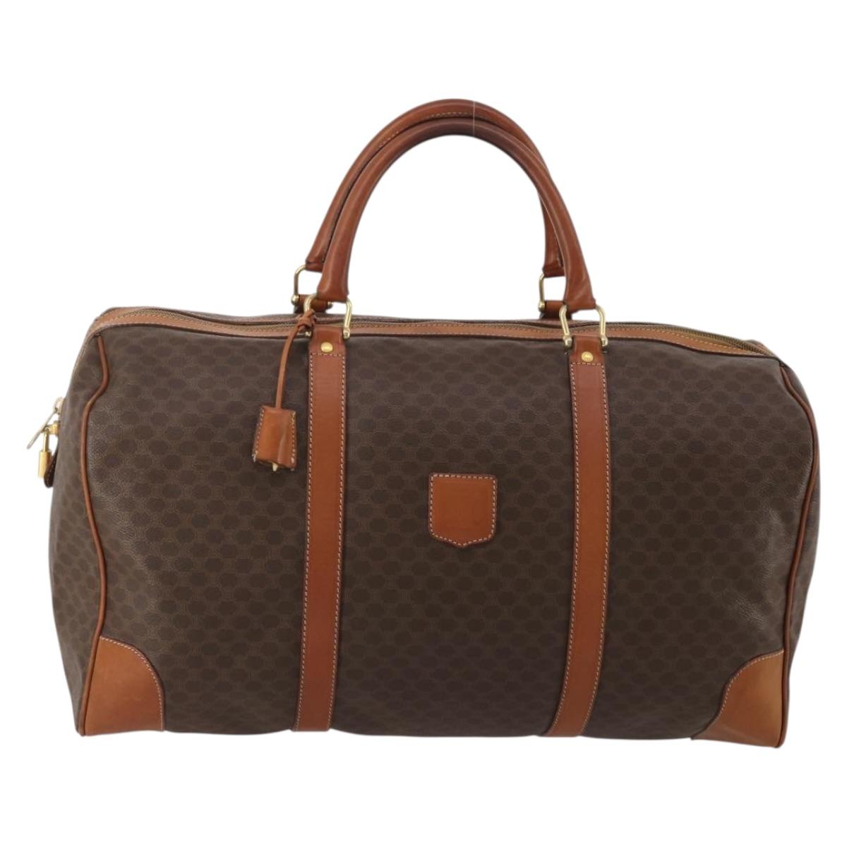 Celine Macadam Boston Bag PVC Leather Brown Gold Tone (Grade C)
