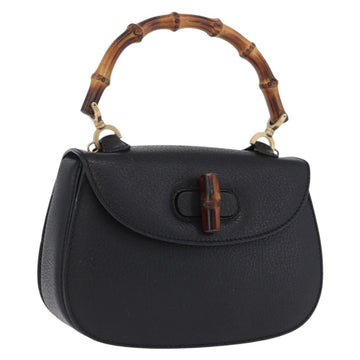 Gucci Bamboo Handbag Leather Black Gold (Grade BC)