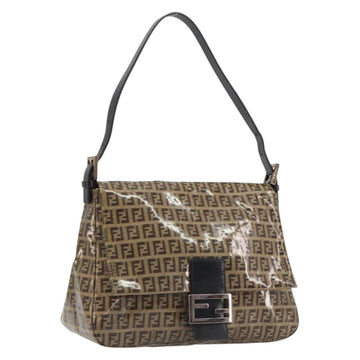FENDI Zucchino Canvas Mamma Baguette Bag Coated Canvas Black Brown Auth am12411V