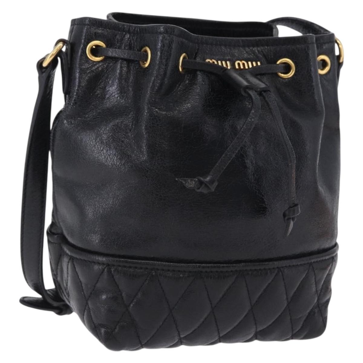 Miu Miu Shoulder Bag Vitellolux Black Gold