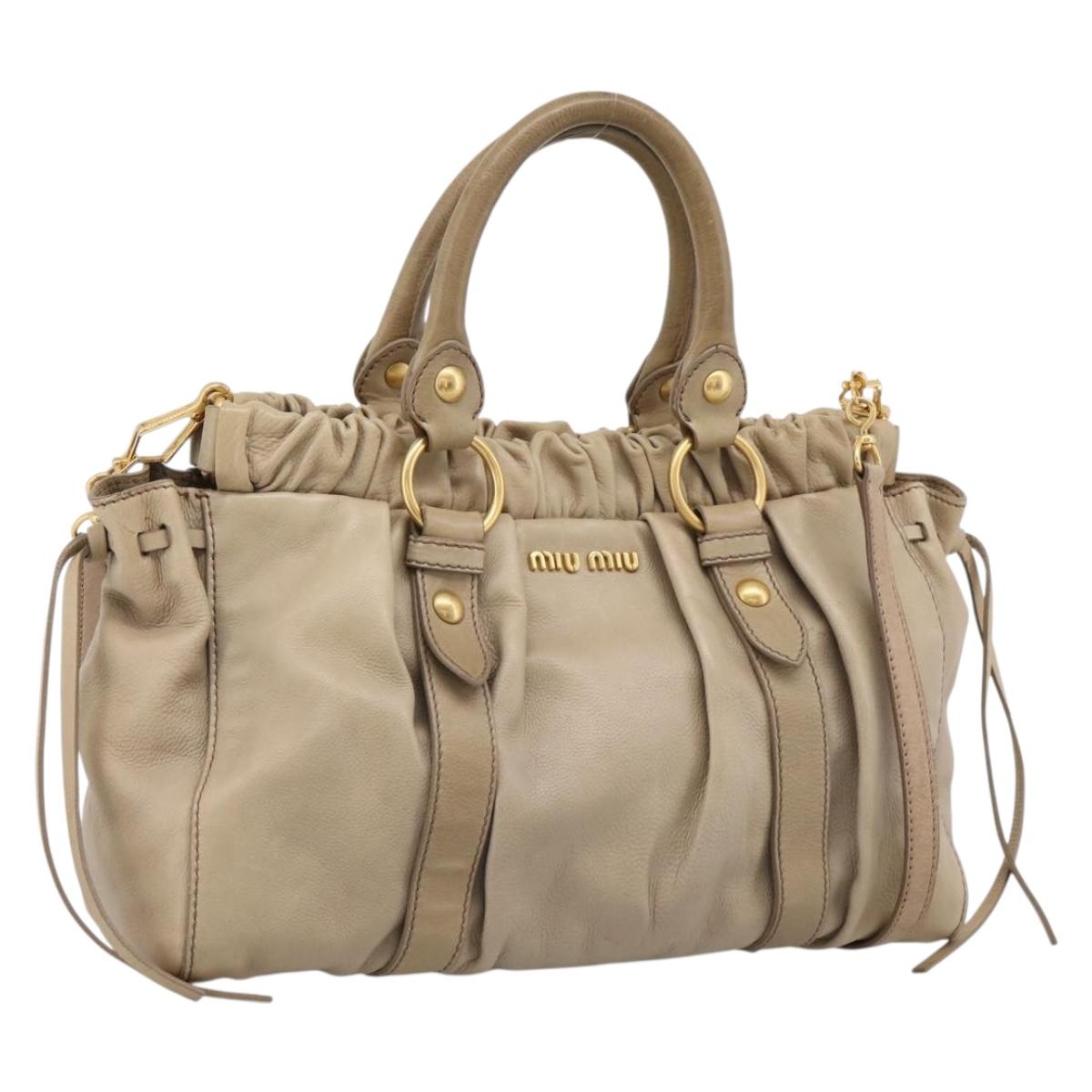 Miu Miu Handbag Leather 2way Beige Gold (Grade B)
