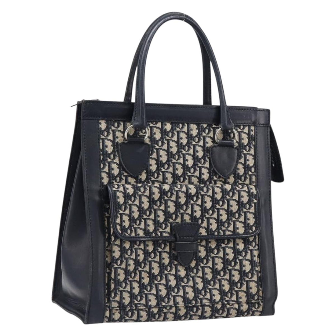 Christian Dior Trotter Canvas Tote Bag Navy Silver