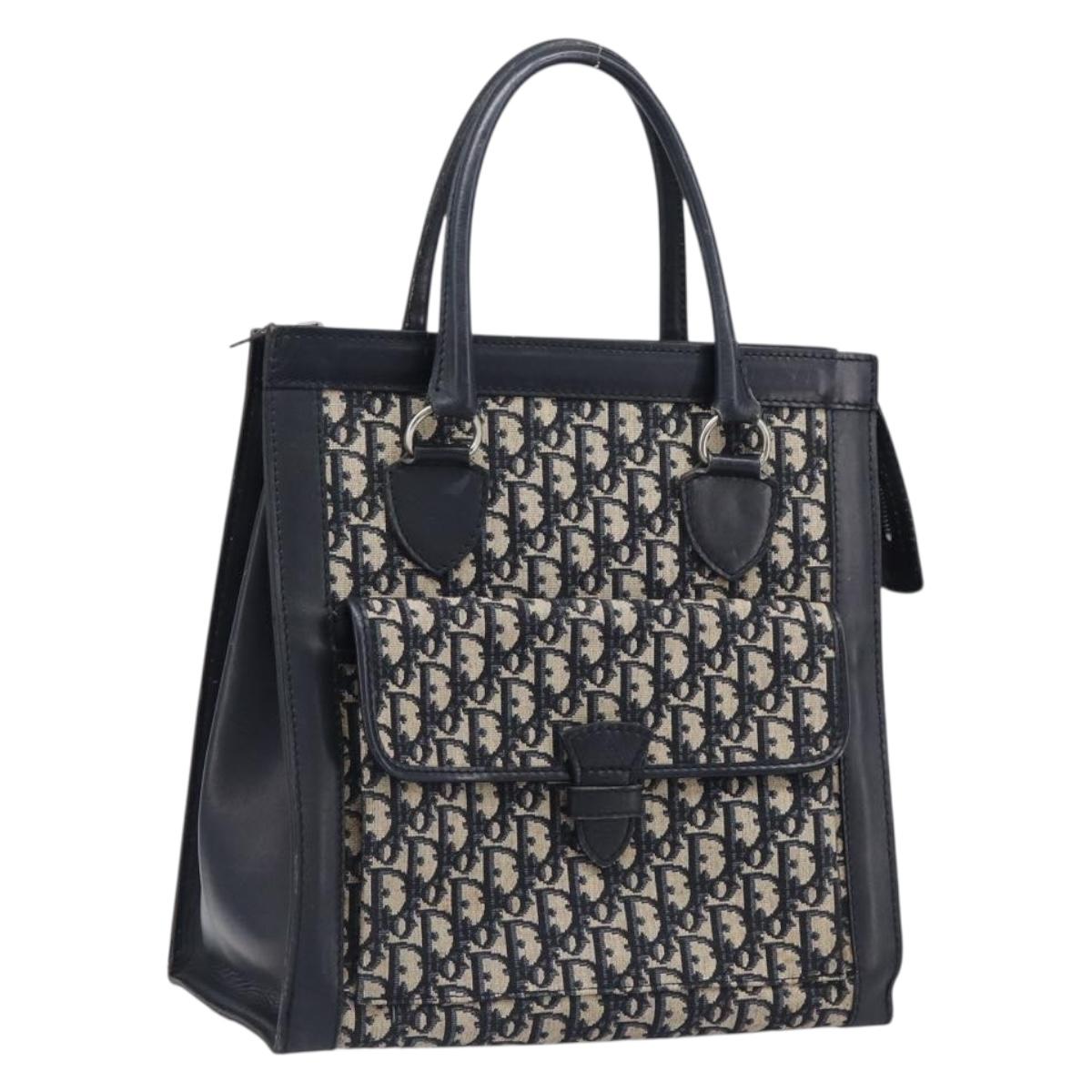 Christian Dior Trotter Canvas Tote Bag Navy Silver