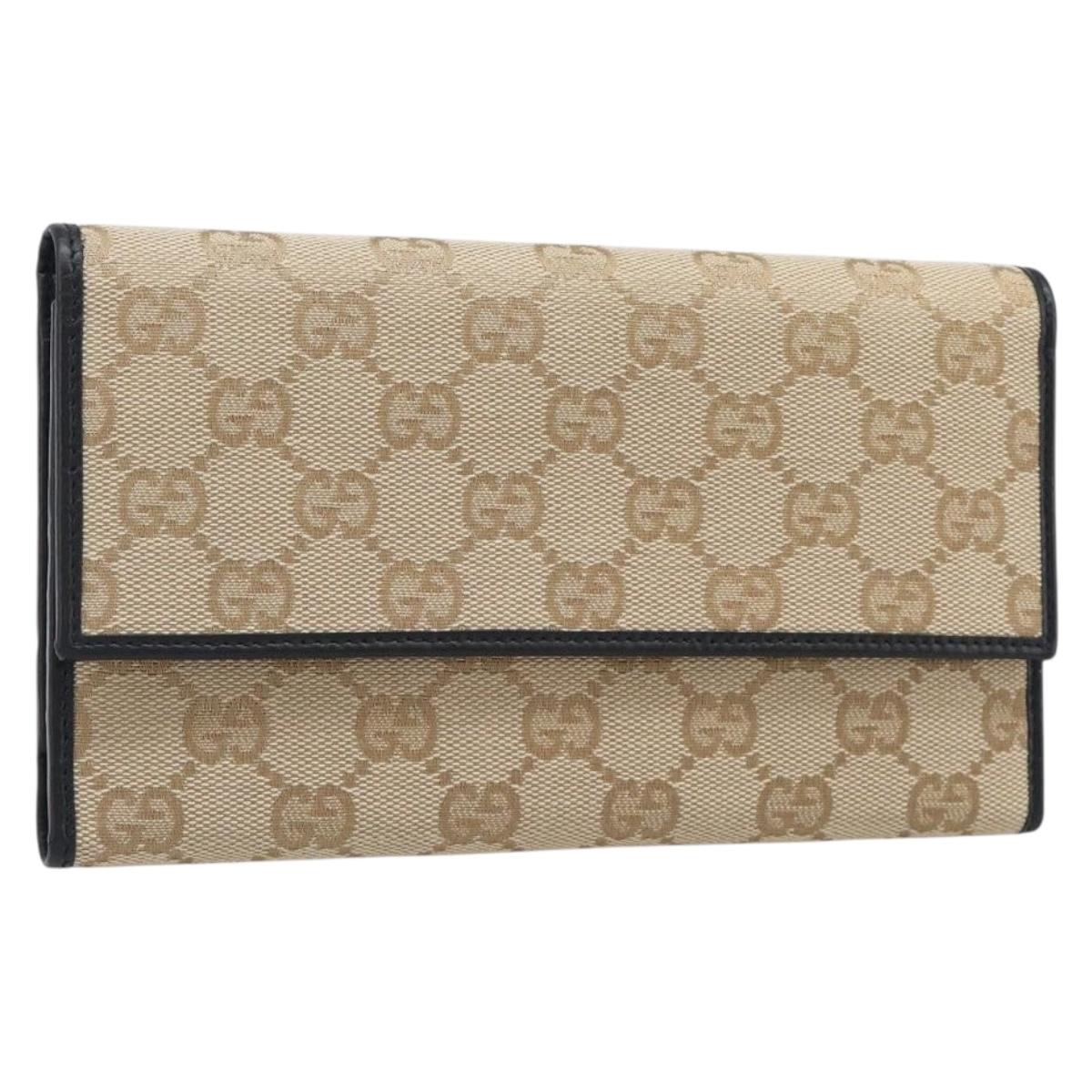 Gucci GG Canvas Long Wallet Beige Gold