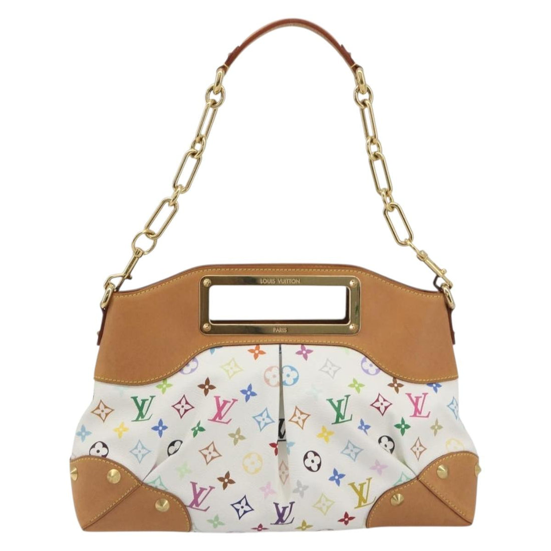 LOUIS VUITTON Monogram Multicolor Judy MM Hand Bag White M40255 LV Auth BA14883V