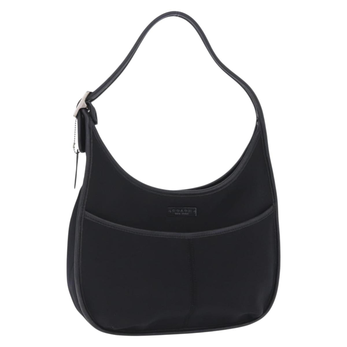 Coach Shoulder Bag Nylon Black Silver