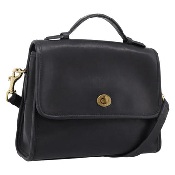 Coach Handbag Leather 2way Black Gold