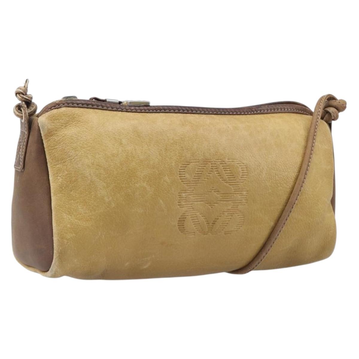 Loewe Shoulder Bag Leather Beige Gold Tone