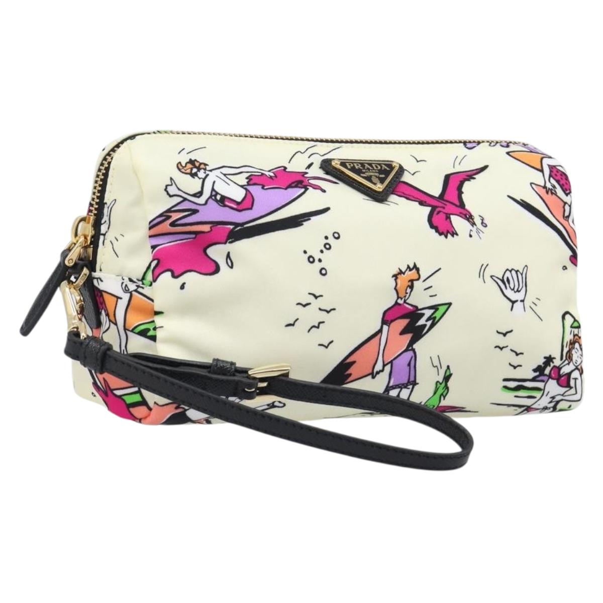 Prada Pouch Nylon Ivory Gold