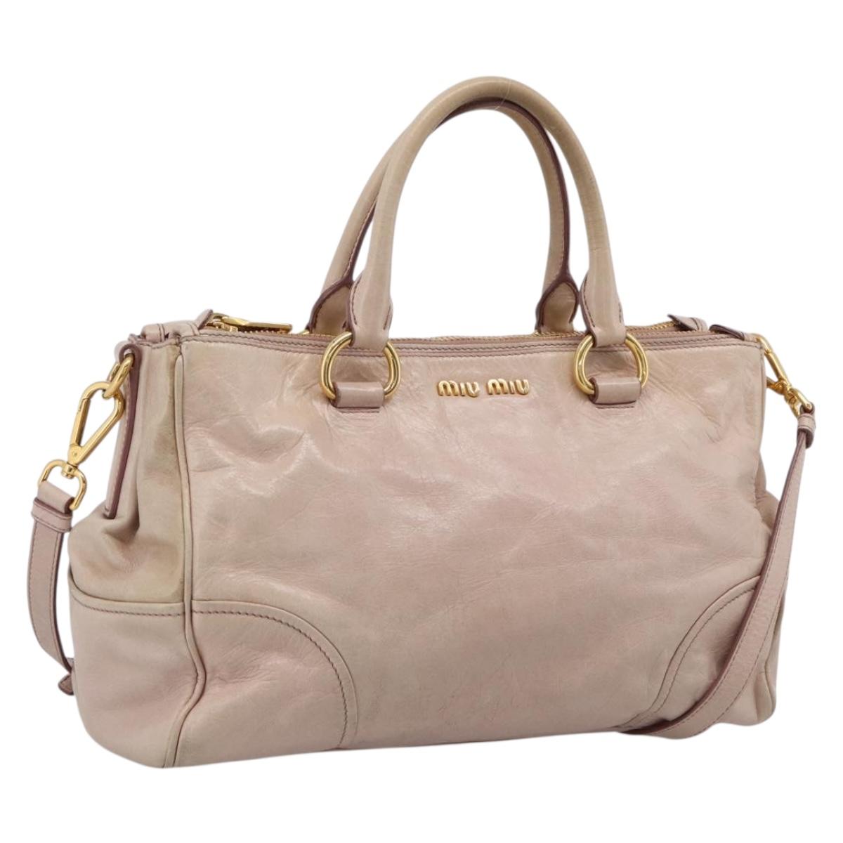 Miu Miu Handbag Vitellolux 2way Pink Gold (Grade C)