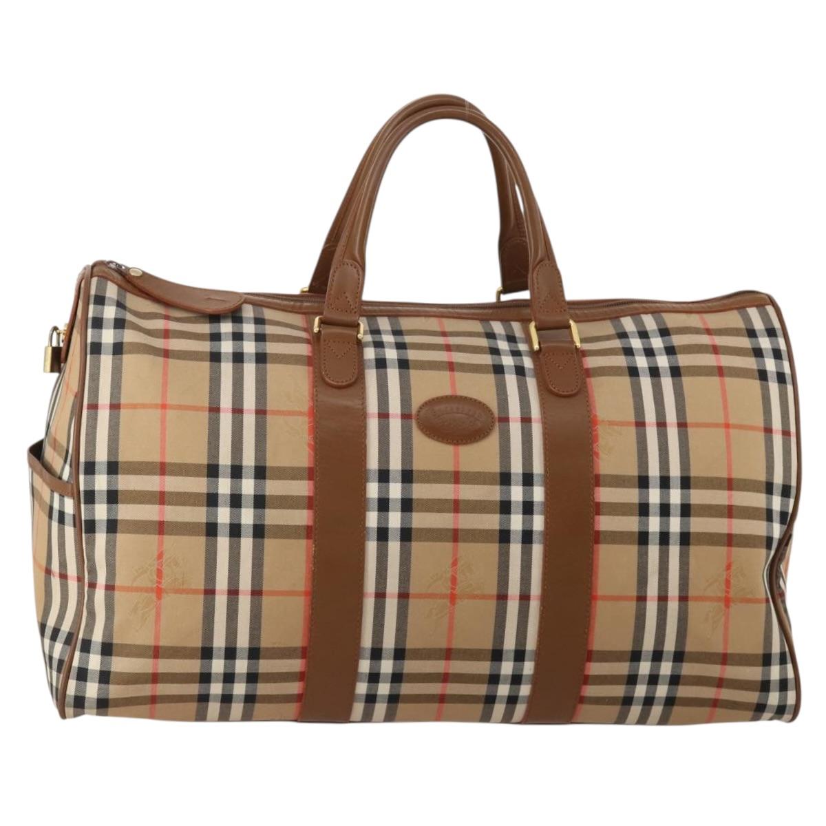 Burberrys Nova Check Boston Bag Canvas Beige Gold (Grade B)