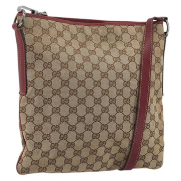 GUCCI GG Canvas Shoulder Bag Beige Silver 113013 Auth 197182