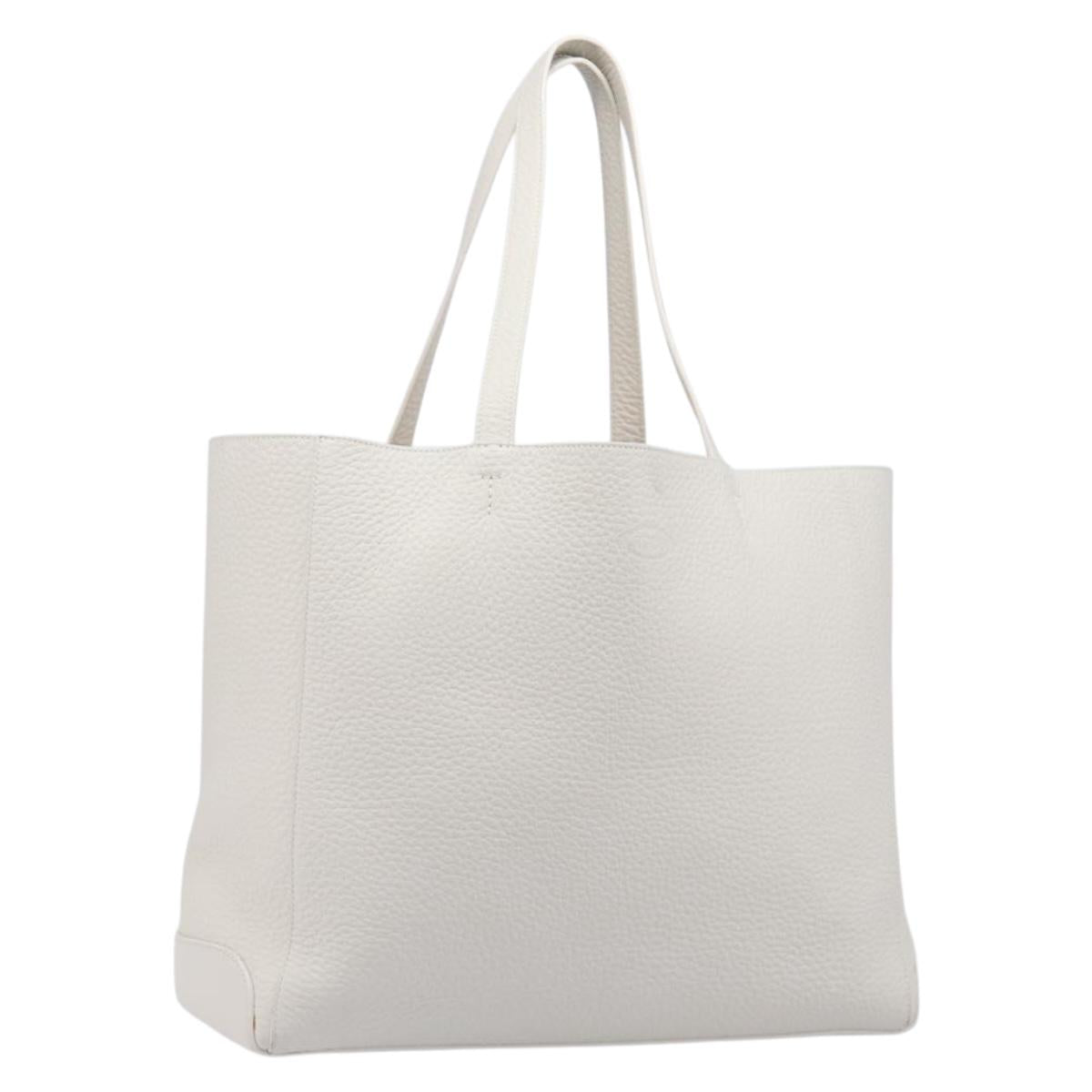 Tod's Tote Bag Leather White Silver
