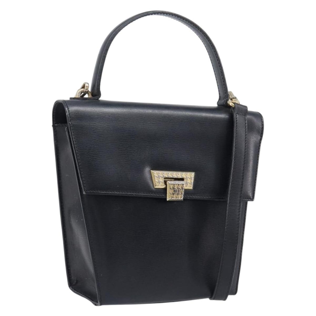 Christian Dior Handbag Leather 2way Black Gold