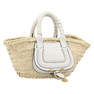 Chloé Basket Bag Handbag Raffia Beige White