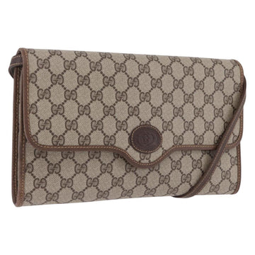 GUCCI GG Supreme Shoulder Bag PVC Beige Gold Auth ka5761