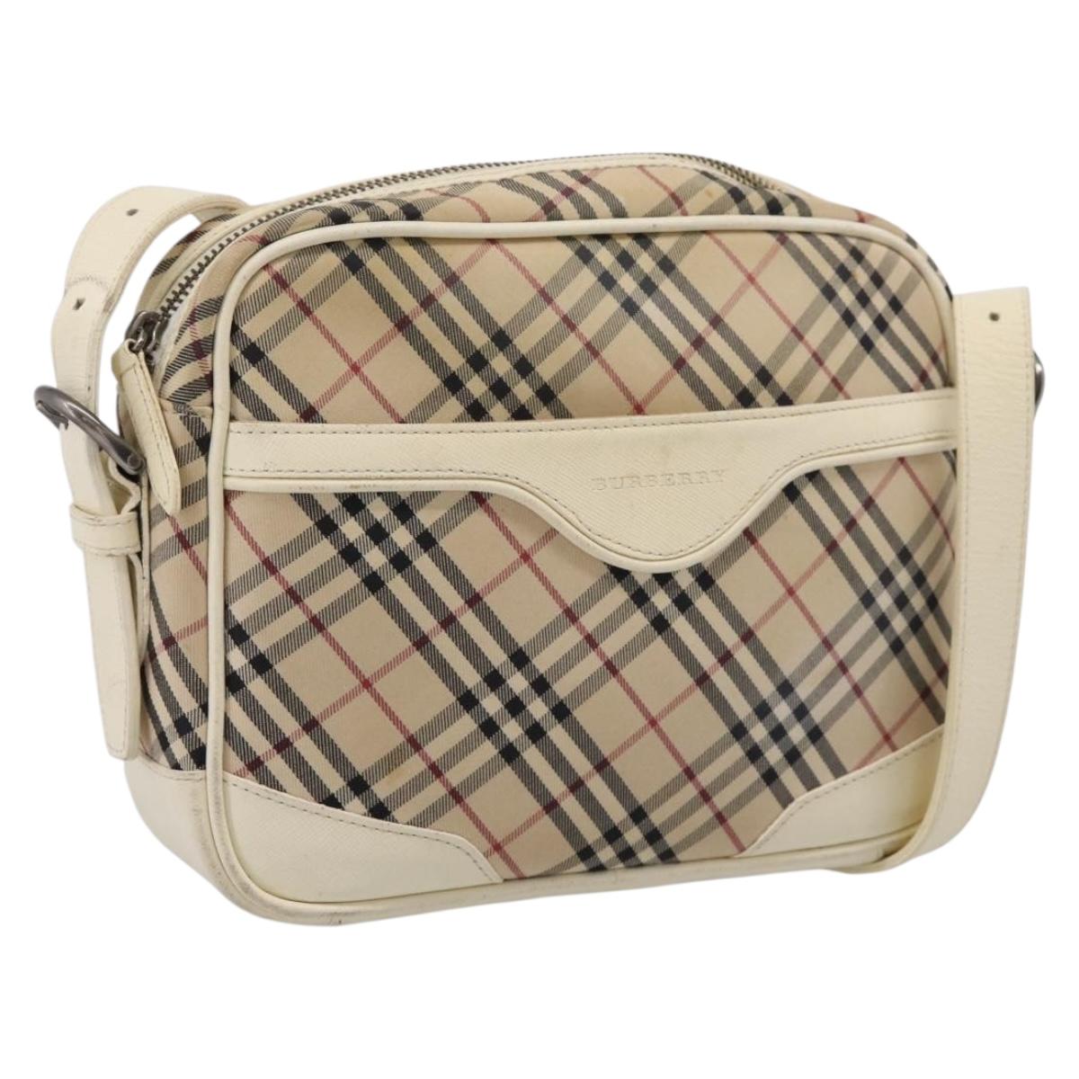 Burberry Nova Check Shoulder Bag Canvas Beige Silver (Grade C)
