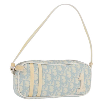 Christian Dior Trotter Canvas Hand Pouch PVC Light Blue Silver Auth ka5724A