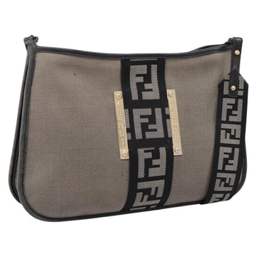 FENDI Zucca Canvas Shoulder Bag Beige Gold Auth BA15204