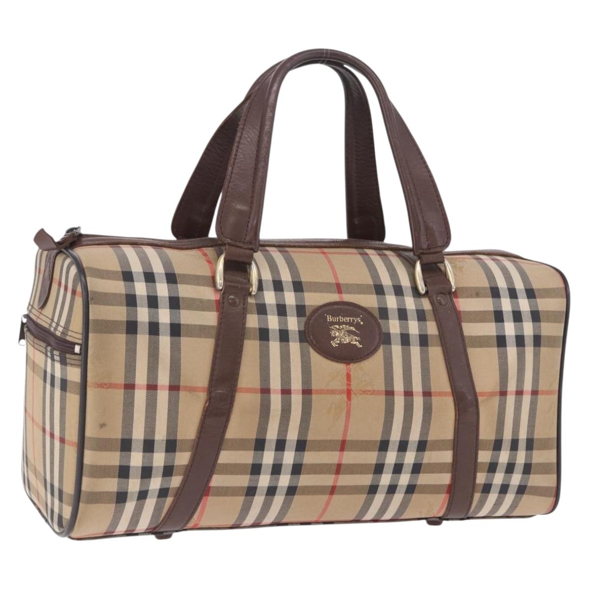 Burberrys Nova Check Boston Bag Canvas Beige Gold (Grade C)