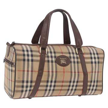 Burberrys Nova Check Boston Bag Canvas Beige Gold (Grade C)