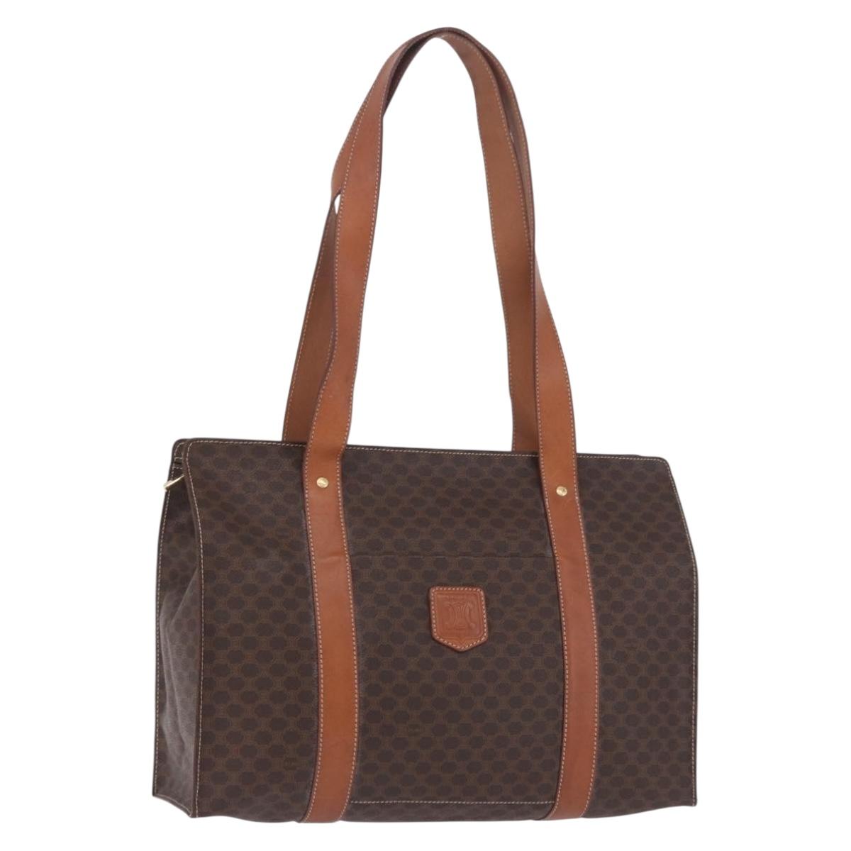Celine Macadam Canvas Tote Bag PVC Leather Brown Gold (Grade BC)